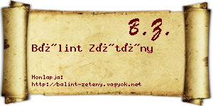 Bálint Zétény névjegykártya